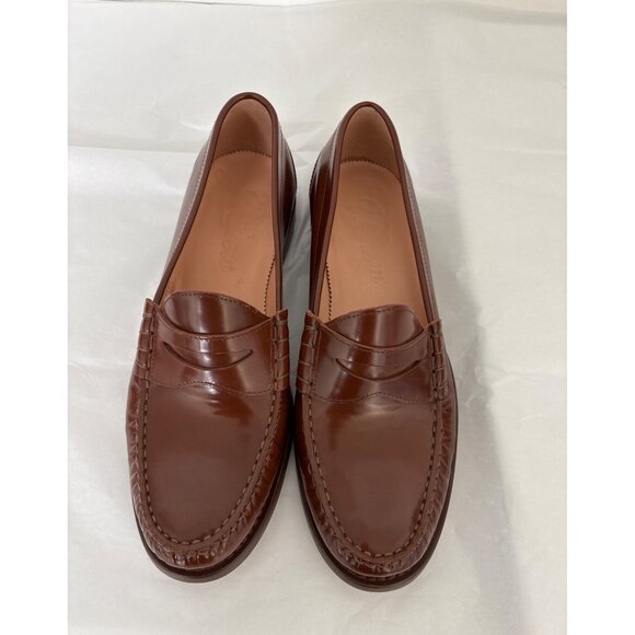 J.Crew Leather Penny Loafers Size 10 Brown Cognac Quiet Luxury Made in Morocco - Picture 3 of 13